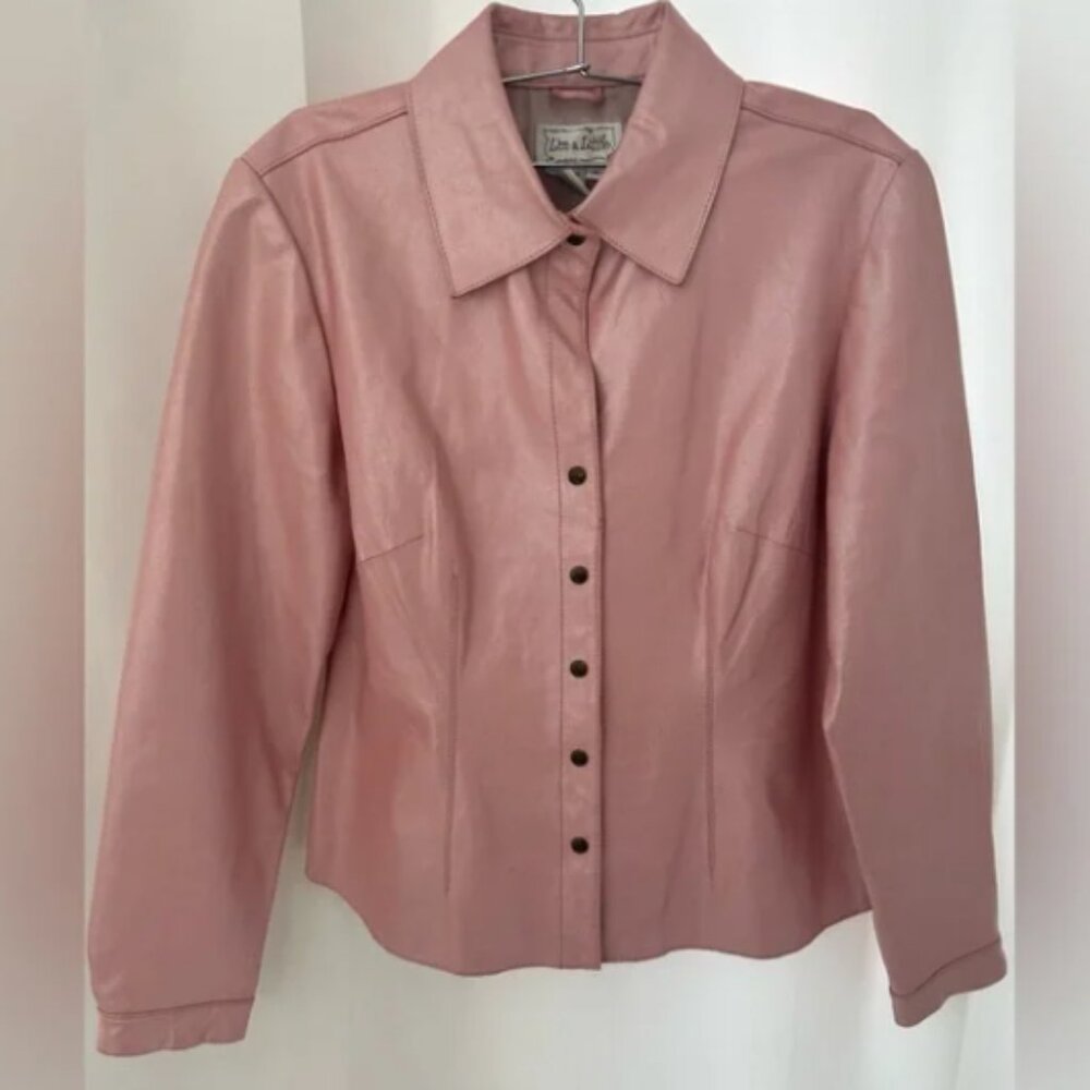 Y2K Live a Little Pink Iridescent Leather Jacket